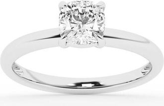 Grown Brilliance Lab Grown Diamond Engagement Ring in 10K White Gold, 1 Carat Cushion Cut Solitaire, Ring Size 7