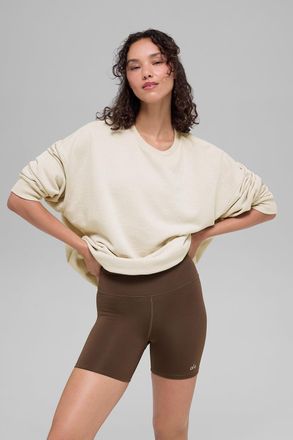 Alo | Chill Crewneck Neck Pullover Top in Bone Beige, Size: Medium