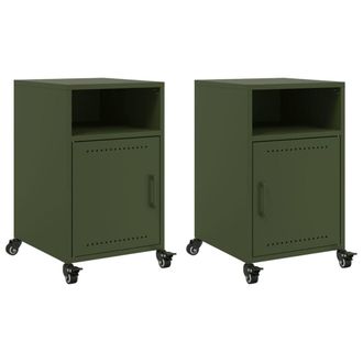 Berkfield Home Bedside Cabinets 2 pcs Olive Green 36x39x59 cm Steel | Size: 36 x 39 x 59 cm