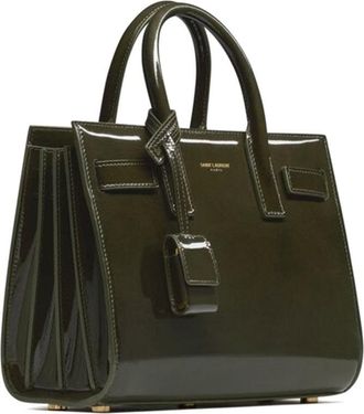 Saint Laurent Womens Sac De Jour Nano Bag Green Calfskin Handbags Hand