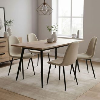 Dmora Set Di Sedie Zambrone, 4 Sedie, Imbottito, Effetto Corda, Beige