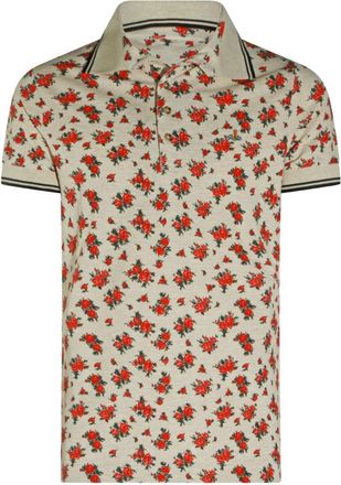 Vivienne Westwood Beige Floral Print Cotton Polo Shirt