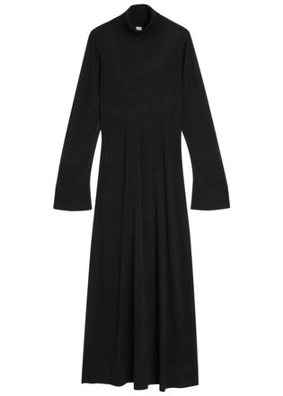 Toteme Split Sleeve Semi-sheer Knit Maxi Dress - Black - S (UK8-10 / S)
