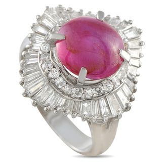 Luxury Bazaar Platinum 1.40 ct Diamond and 4.14 ct Ruby Ballerina Ring MF05-051826