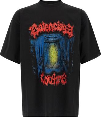 Balenciaga Black Graphic Crew Neck T-Shirt