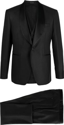 Tagliatore single-breasted three-piece suit - men - Spandex/Elastane/Virgin Wool/Silk/Cupro - 52 - Black