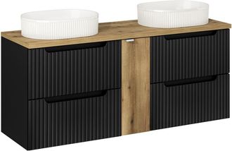 Petits Meubles Mueble lavabo 4 cajones estratificado Negro marrón