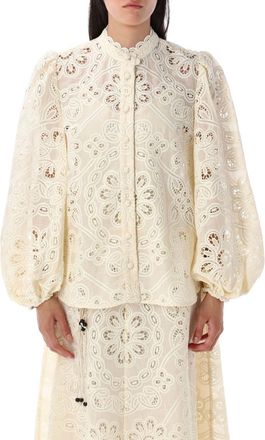 Zimmermann Off White Rhiannon embroidered blouse