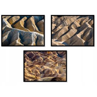 OEM Cuadro Enmarcado 53x73cm Tr&iacute;ptico Conjunto De 3 Cuadros Badlands Dakota Usa P1007