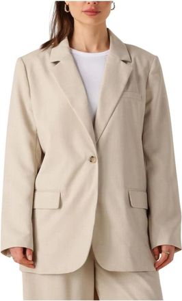 Modstr&ouml;m Jassen, Dames, Beige, S, Beige Blazer voor Zomerse Elegantie