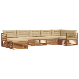 vidaXL Conjunto De Sof&aacute;s De Exterior 7 Uds. Natural Y Beige Vidaxl