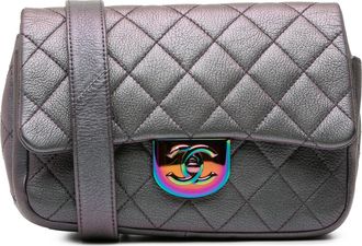 Chanel Pre-owned Womens Quilted Leather Crossbody Bag - Grey - One Size