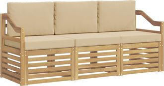 vidaXL Conjunto De Sof&aacute;s De Exterior 3 Uds. Y Beige Poli&eacute;ster Vidaxl