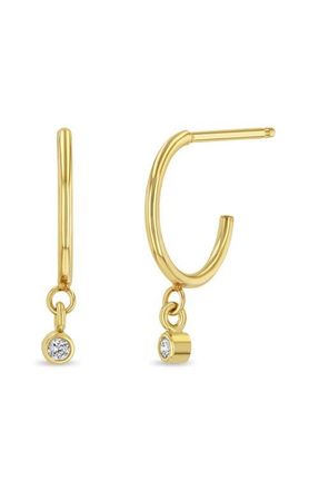 Zo&euml; Chicco Diamond Small Hoop Earrings in Yellow Gold at Nordstrom
