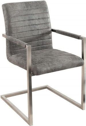 Global Interiors Freischwinger Stuhl Loft - Antikgrau/Edelstahl