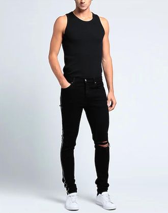 Amiri Crystal Track Denim Jeans In Black Od