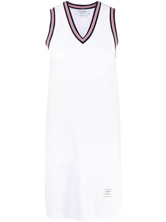 Thom Browne V-neck sleeveless dress - women - Cotton - 42 - White