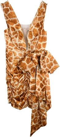 Elisabetta Franchi Ruched Satin Mini Dress - Beige