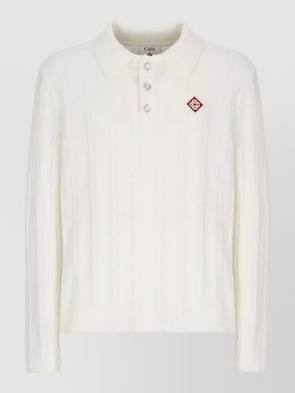 Casablanca boucl&eacute; cotton polo sweater