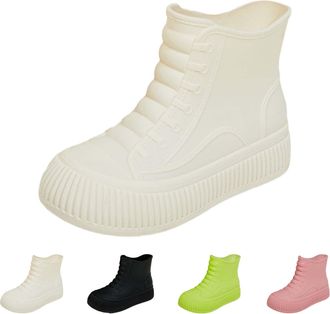 Generic Womens Outdoor Boots Waterproof - Womens Short Ankle Waterproof Rain Boots | Classic Chunky Boots Non-Slip Wellington Boots Rain Booties Wellies Short