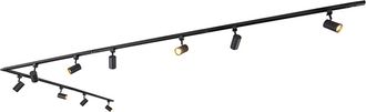 QAZQA Moderno Sistema De Riel Moderno Monof&aacute;sico Con 10 Focos Negros - Jeana Aluminio /acero /pl&aacute;stico Alargada Adecuado Para Led Max. 10 X 50 Watt - Qazqa
