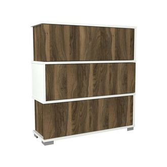 Dmora Zapatero Dgallopp, Zapatero, Armario De Entrada Multiusos, Zapatero, 90x30h93 Cm, Blanco Y Nogal - Dmora