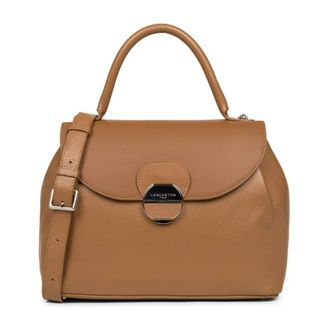 Lancaster Flap Handtas met Metalen Sluiting - Dames - Handtassen - Bruin - ONE Size - Leer - Tassen