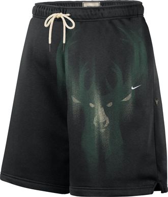 Nike Mens Milwaukee Bucks Standard Issue Fleece Basketball Shorts in Black | IQ1509-010