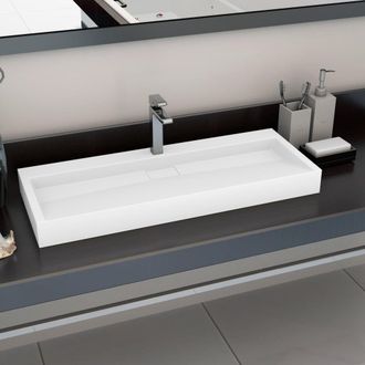 Berkfield Home Wash Basin 120x46x11 cm Mineral Cast/Marble Cast White | Size: 120 x 46 x 11 cm