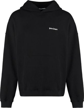 Palm Angels Katoenen Hoodie met Ribdetails - Heren - Hoodies - Zwart - S - Katoen - Hoodies & sweatvesten