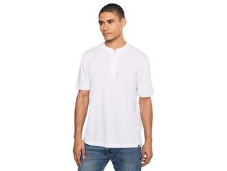 Faherty Short Sleeve Sunwashed Henley Mens Jacket White 1 : MD, Cotton