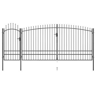 Berkfield Home Garden Fence Gate with Spear Top 5x2.45 m Black