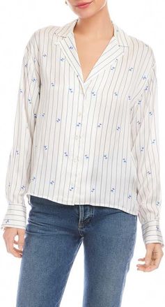 Fifteen Twenty Lynette Print Shirt in Cream/Blue at Nordstrom, Size X-Small