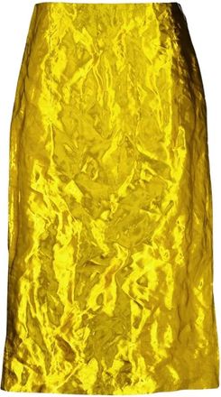 Gabriela Hearst Gouden Metallic Zijden Midi Rok - Dames - Midirokken - Geel - S - Rokken