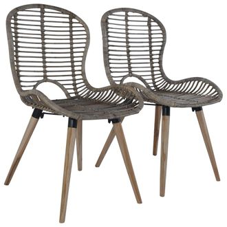 vidaXL Vidaxl - Sillas De Comedor 2 Unidades Rat&aacute;n Natural Marr&oacute;n
