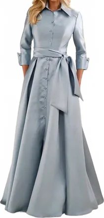 Montage by Mon Cheri Front Button A-Line Dress In French Blue