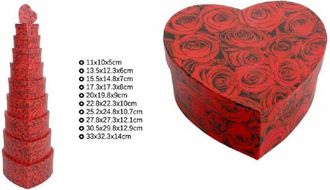 Trade Shop Trade Shop - Set 10 Pz Scatole Box Regali Varie Misure Matrioska Forma Cuore Rose Rosse 71967