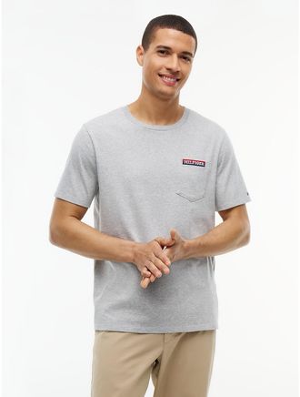 Tommy Hilfiger Mens Hilfiger Logo Pocket T-Shirt - Grey Heather - XXL