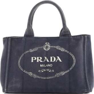 Prada Canapa Denim Mini tote bag - Blauw