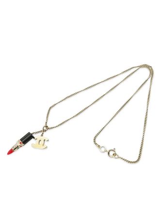 Chanel 2004 Gold Plated CC Lipstick Pendant Necklace costume necklace - women - Gold Plated - One Size
