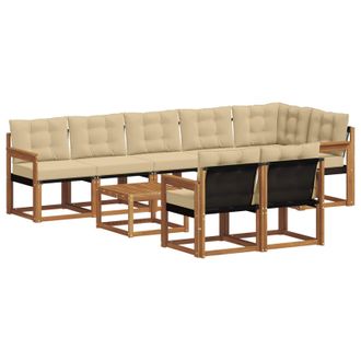 vidaXL Conjunto De Sof&aacute;s De Exterior Con Coj&iacute;n 9 Pcs Natural Y Beige Vidaxl