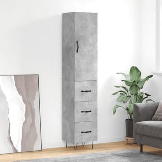 Berkfield Home Highboard Concrete Grey 34.5x34x180 cm Engineered Wood
