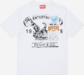 Diesel Boys Logo Cotton T-Shirt White T-Shirts And Polos