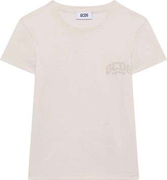 GCDS T-shirt met logo-detail - Dames - T-shirts - Wit - L - Katoen - Tops