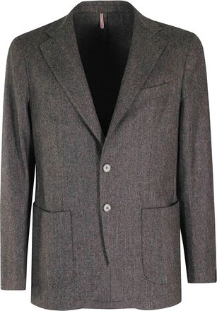Santaniello Walnut Resca Wool Peaked Lapel Blazer