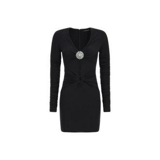 Roberto Cavalli Short Dresses, female, Black, Size: M Ruffled Stone Dress Black Female Italy