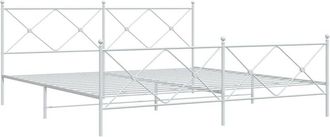 vidaXL Metal Bed Frame without Mattress with Footboard White 200x200cm vidaXL