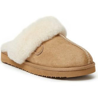 Dearfoams Fireside Sydney Genuine Shearling Scuff Slipper in Sand at Nordstrom, Size 10.5
