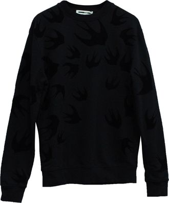 McQ by Alexander McQueen Swallow All-over Print Sweater in Black Cotton
