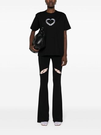 Junya Watanabe Graphic Heart Print T-Shirt - Black